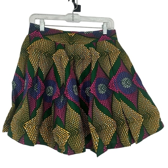 Francis + Benedict Pleated Twirl Skirt Short boho Africa Size Small Charleston - Picture 1 of 5